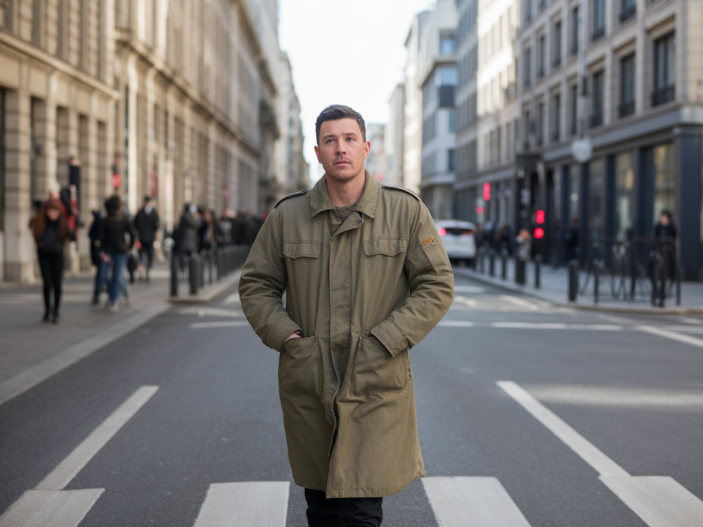 Manteaux d’inspiration militaire : rigueur, robustesse et allure